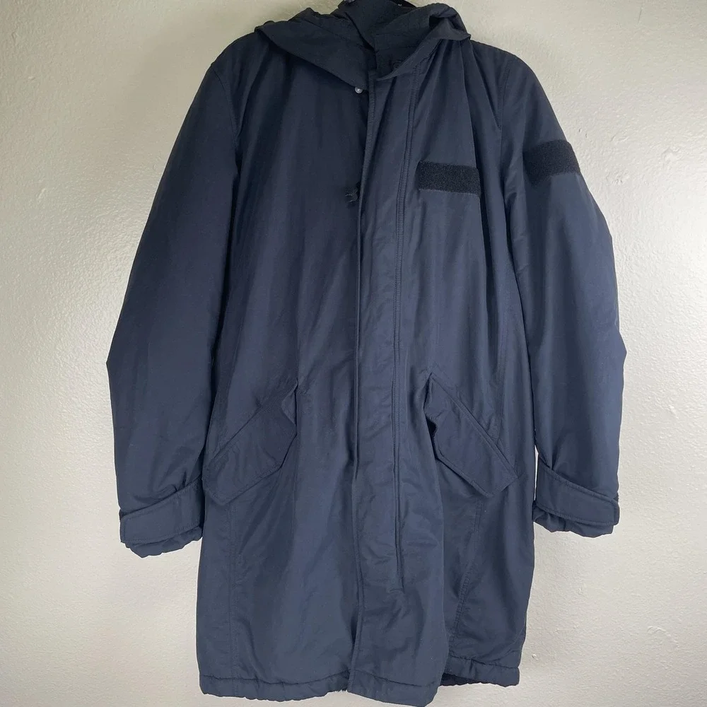 AllSaints Jacket Men S Navy Princeton Parka Hooded Sherpa Lined Coat Warm Comfy‎